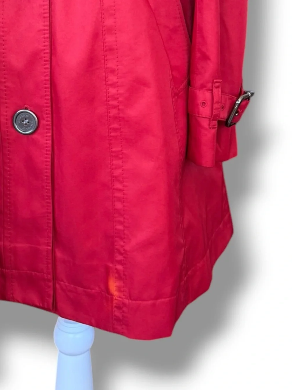 Burberry Women's Mableton Red Trench Coat Authentic UK 2R US 0 *stain* - Picture 12 of 14